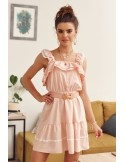 Puderfarbenes Minikleid mit Rüschen 258 – Online-Shop – Boutique